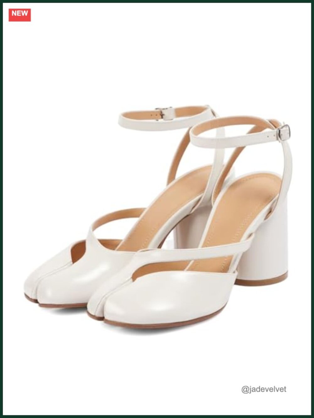 Chunky Block High Heels Split Toe Ankle Strap Slingback Pumps Women's PU Leather